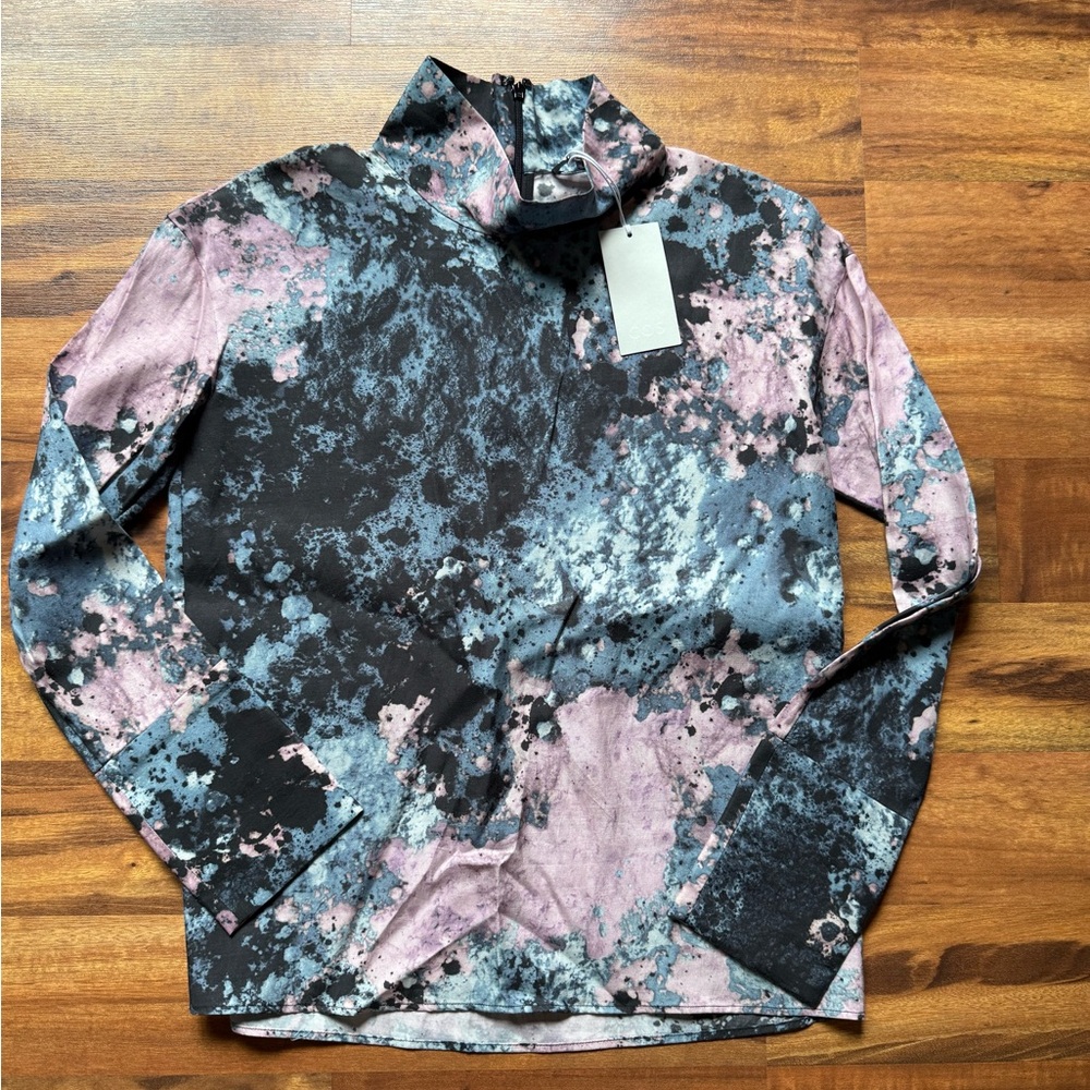 COS Multicolor Splatter Abstract Long Sleeve Top